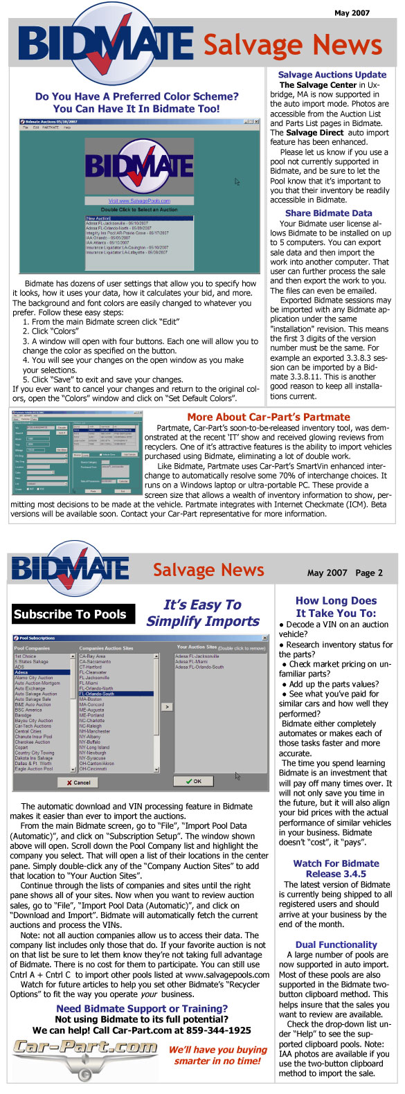 Bidmate Salvage News - May 2007