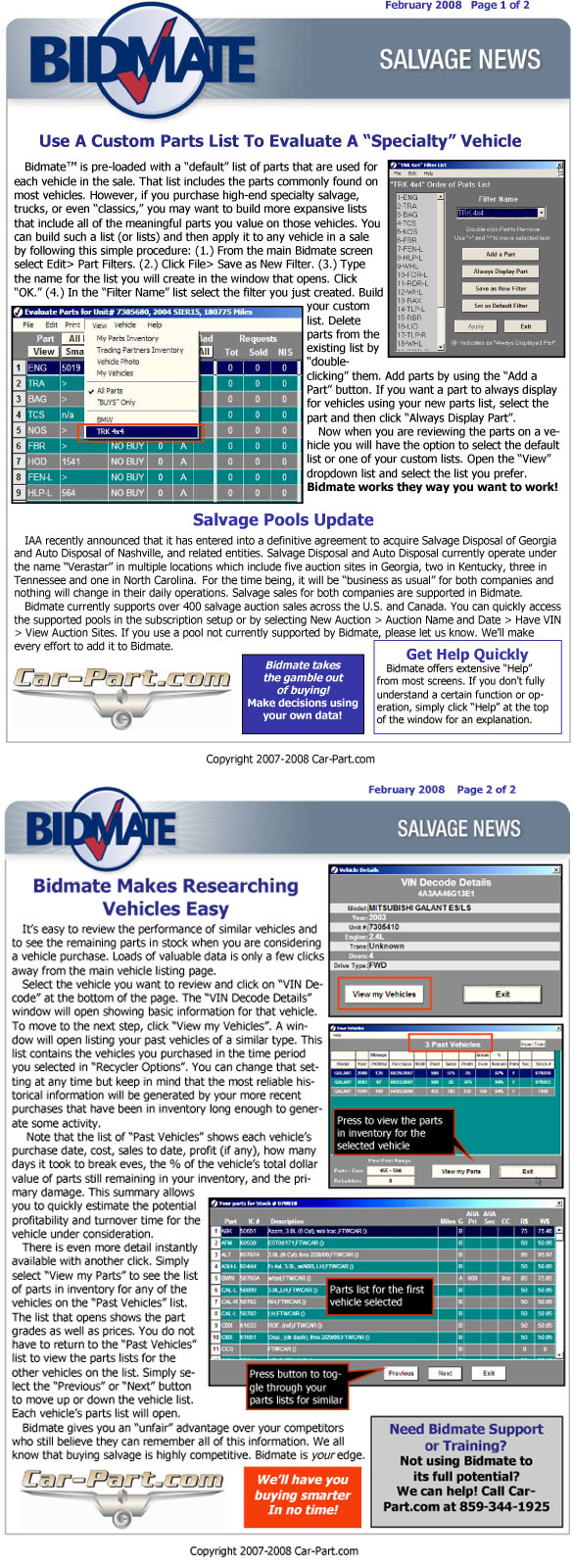 Bidmate Salvage News - February 2008