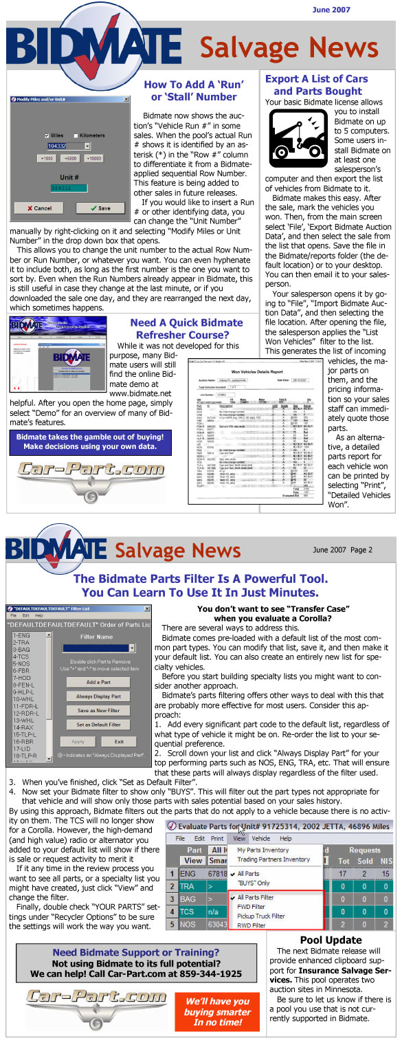 Bidmate Salvage News - June 2007